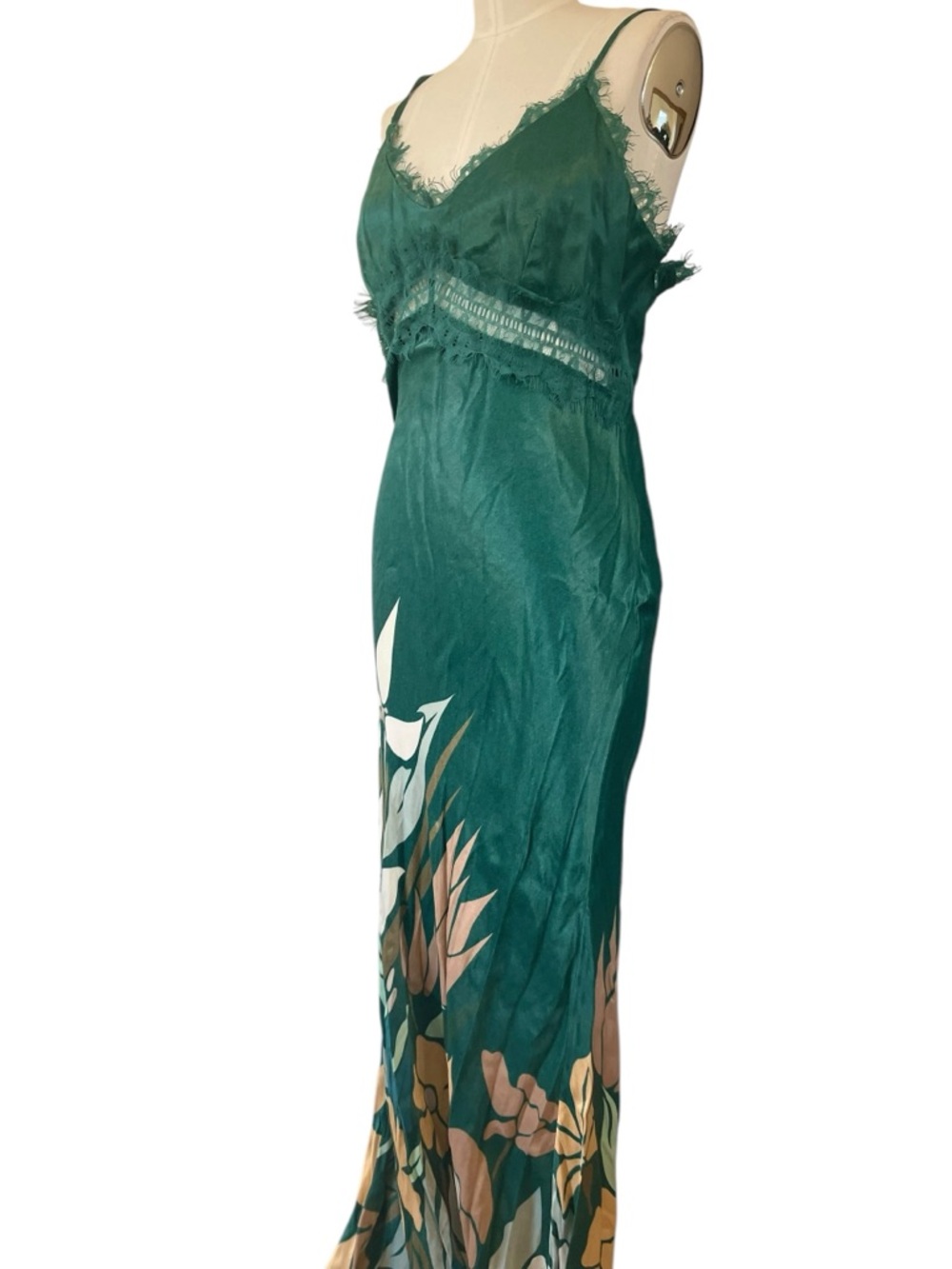 ❤️ NWT! Anthropologie x Bl^nk Eustella Bare Green Maxi Satin Slip Dress XL - Picture 7 of 15